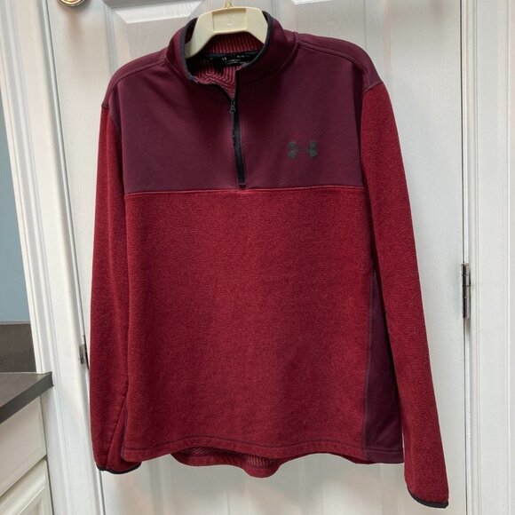 Under Armour Men's Loose Coldgear 1/4 Zip Pullover Jacket Red Maroon Size Medium - Picture 2 of 7